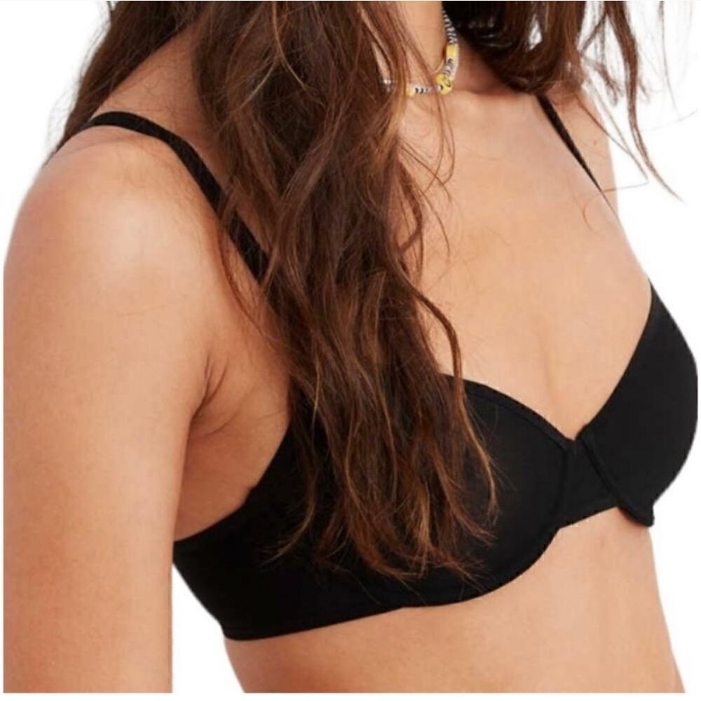 NWT Aerie Smoothez Mesh Unlined Balconette Coverage Bra Black 34B